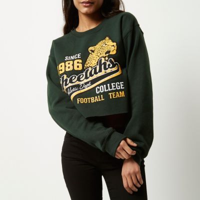 Green Cheetahs cropped sweatshirt
